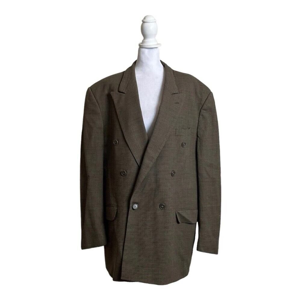 Oleg Cassini Paolo Brown 100% Wool Blazer Men’s Designer Luxury Coat US 42R